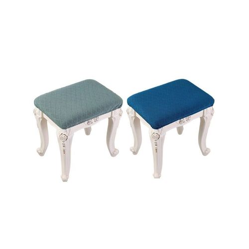 Housses De Tabouret Extensibles - Bleu Vert - Lot De 2 Pour Banc De Coiffeuse - 30 X 15 Cm - Polyester