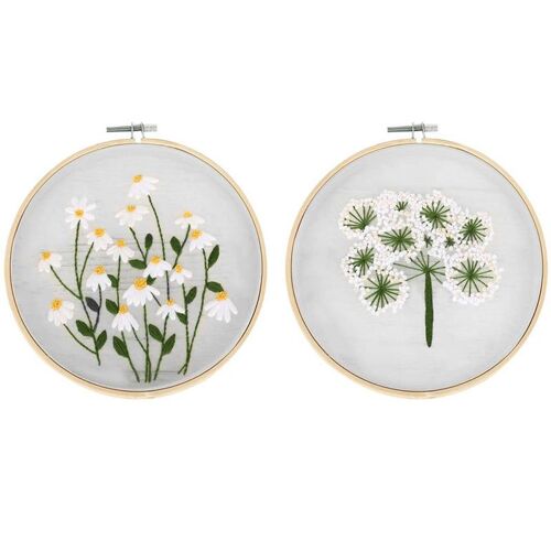 Kit De Broderie Pour Débutant - 2 Modèles De Plantes À Faire Soi-Même Avec Outils Et Instructions