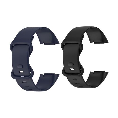 Bracelets De Montre En Silicone Pour Fitbit Charge 5 ¿ Noir Et Bleu Marine ¿ Lot De 2