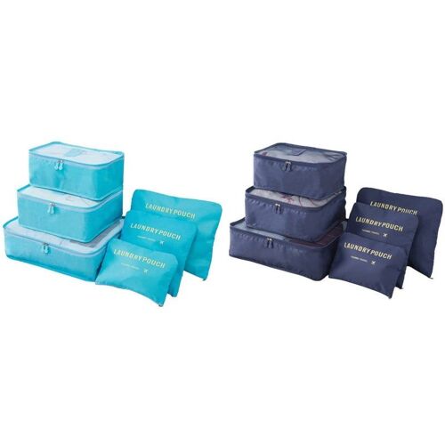 Lot de 6 sacs de rangement de voyage ¿ Bleu ciel et bleu marine