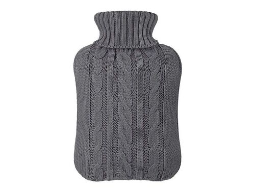 Housse Pour Bouillotte 33 X 22 Cm, Gris Foncé, En Tricot, Pour Bouillotte De 2 L