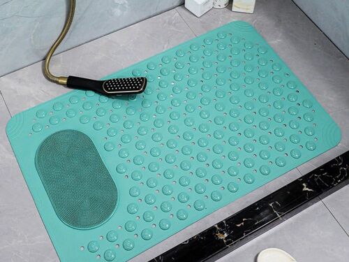 Tapis De Douche Antidérapant Avec Massage Des Pieds Et Trous De Drainage, 36 X 69 Cm, Vert