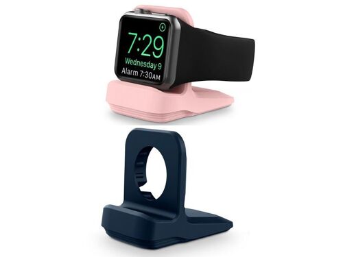 Support de chargeur sans fil double pour Apple Watch ¿ Bleu et rose