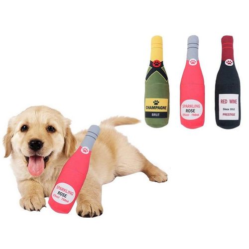 Lot De 3 Jouets À Mâcher En Peluche En Forme De Bouteille De Vin Pour Chiens De Petite Et Moyenne Taille