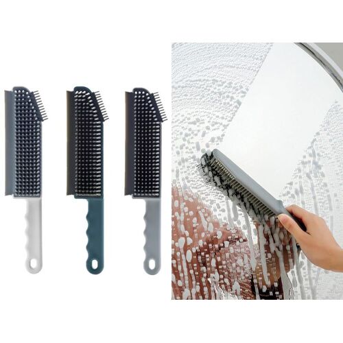 Ensemble de 3 brosses de nettoyage en TPR avec grattoir et brosse d'angle pour le nettoyage de la salle de bain et des fenêtres