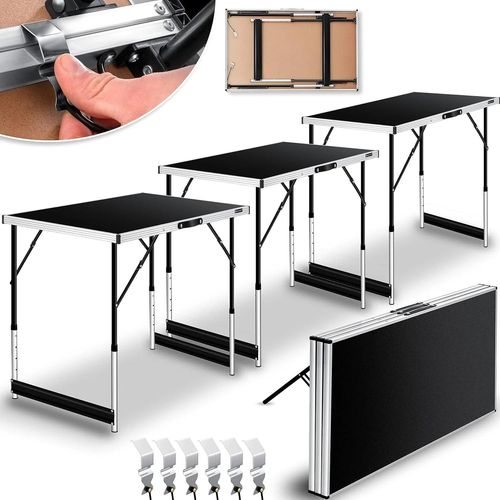 Lot De 3 Table Multifonctions 100 X 60 Cm, Avec Fonction De Rallonge, Pliante