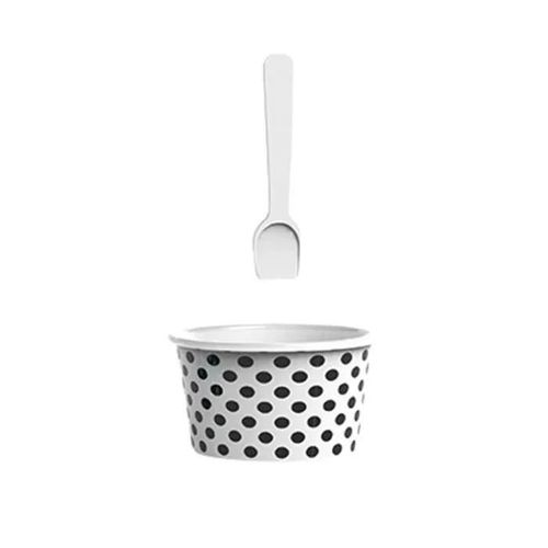 Set Pot À Glace & Cuillère - Blanc/Noir Noir,Blanc
