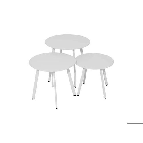Offerta 3 Tavoli Bassi Massai Bianchi Diam: Ø50-Ø45-Ø40cm Arredo Giardino