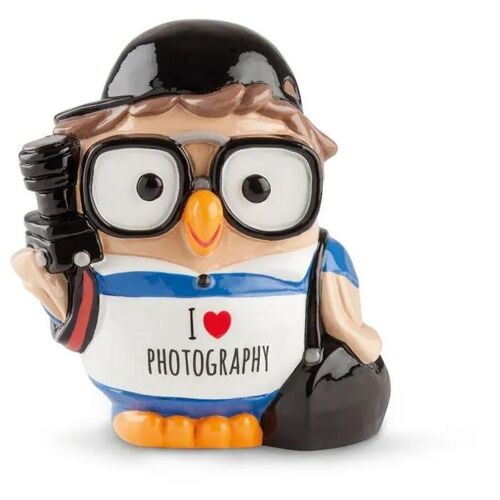 Statuina Goofi Gufo I Love Photography 8x10 Cm Salvadanaio