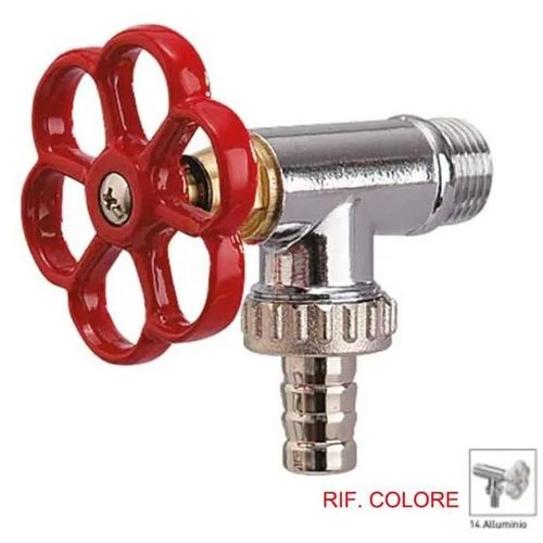 Rubinetto Laterale Con Base Cromo E Ghiera Color Alluminio Bel-Fer