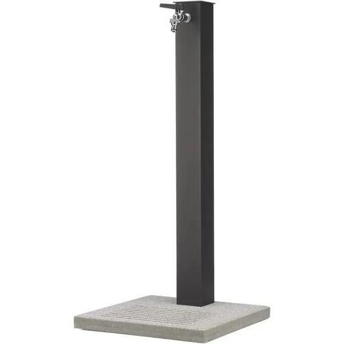 Fontaine De Jardin - H91 Cm - Robinet En Laiton - Base En Béton Anthracite - Traitement Antirouille