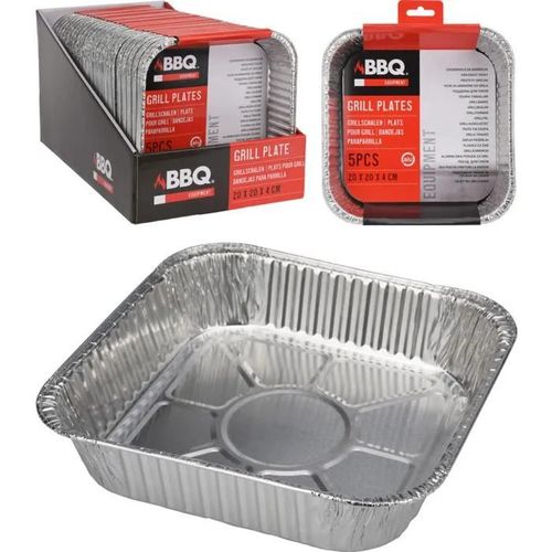 5 Vaschette Bbq Grill In Alluminio 20x20cm