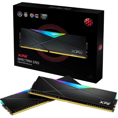 CMJAAGUR-Adata Spectrix D55 Ddr4 Rgb Module De Mémoire Gaming-Dram 3600 Mhz 32 Go (2X16 Go), Double Boîtier, Mémoire De Bureau Haute Performance Ax4U360016G18A-Db55 Noir[M1795]