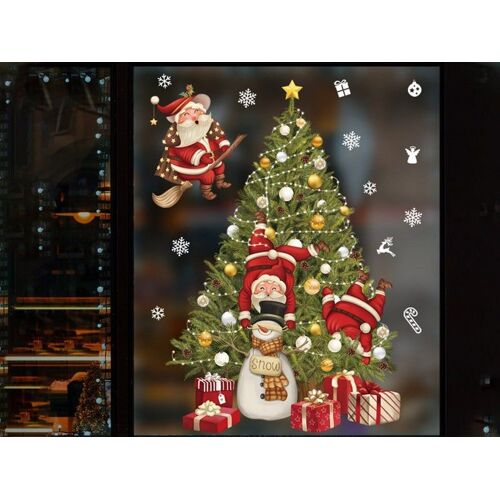 Lot de 4 autocollants Père Noël pour fenêtre, décoration de Noël