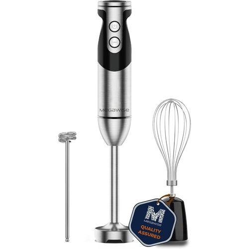 Mixeur Plongeant 3-En-1 ¿ Moteur Inox 400, Vitesse Variable, Mode Turbo ¿ Fouet, Mousseur À Lait (Noir)