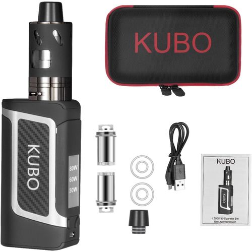 anw-Lz80W Cigarette Électronique Kit Vape Ajustable 80W - Ecran Led, Batterie 2000Mah, Atomiseur 0.5¿/2Ml Antifuite Avec Certifié Tpd/Ce/Rohs (Sans E-Liquide Sans Nicotine, Noir)