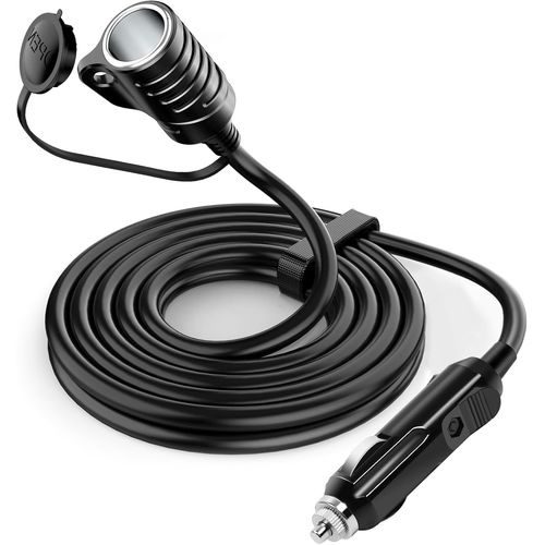 Eifj-5m Rallonge Allume Cigare,12 V/24 V Prise Allume Cigare,16 Awg,Avec Fusible 15a Pour Voiture,Moto,Bateau,Camion,D'aspirateurs De Voiture,Réfrigérateurs De Voiture (5m)
