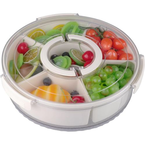 Meimie-Boîte À Goûter Avec Compartiments 32cm Snack Box Avec 6 Compartiments Bol À Collation Avec Couvercle Pour Collations,Noix,Fruits
