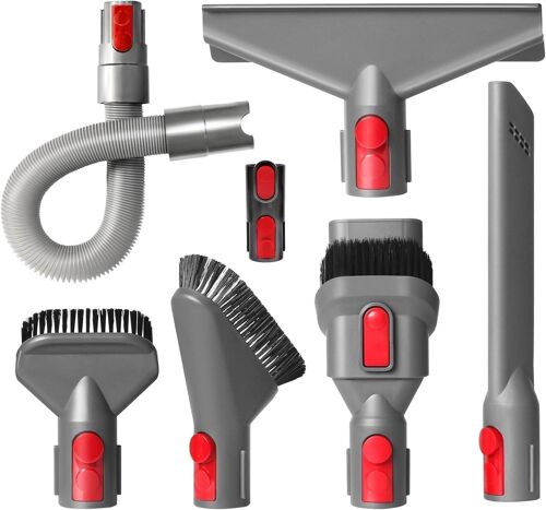 7PCS Kit Accessoires pour Dyson V15 V11 V10 V8 V7 Aspirateur, Brosse de Rechange Compatible avec Dyson, pour Maison, Bureau, Sièges de Voiture Flexible Extensible et brosses à Bec Multifonction