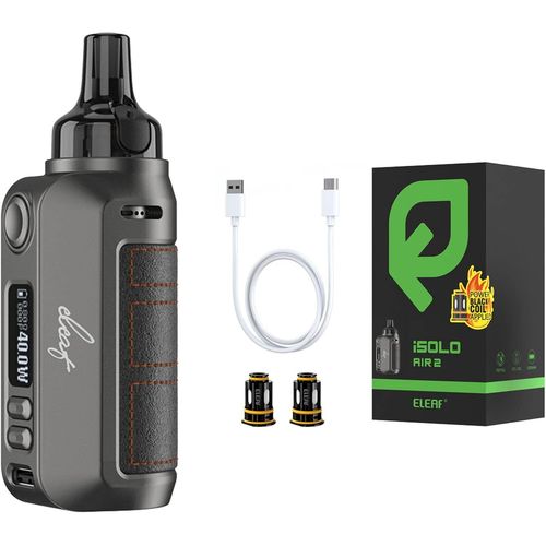 anw-Isolo Air 2 Kit Cigarettes Électroniques Vape 1500Mah Batterie Cigarette Electronique Complet Kit, Top Fill Atomiseur 2Ml& 0,8Ohm 1,2Ohm Vape Résistance Sans Nicotine Ni Tabac, Black