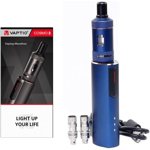 anw-Cosmo2 Vape Cigarette Électronique Kit Complet Avec 2,0 Ml Atomiseur 2Pz Cosmo Résistance 0,7 Ohm C6 / 1,0 Ohm C5 Batterie 2000 Mah Kit De Vaporisateur Sans E-Liquide Et Sans Nicotine (Bleu)