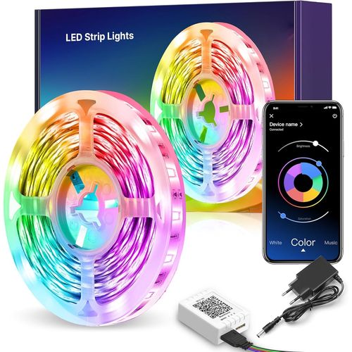 Ruban Led 10M, Bande Led Lumineuse Flexible Multicolore, Bluetooth App Contrôle Synchroniser Avec Rythme De Musique Rgb Bandeau Led Pour Decoration Chambre, Gaming Room, Plafond, Mariage, Fête