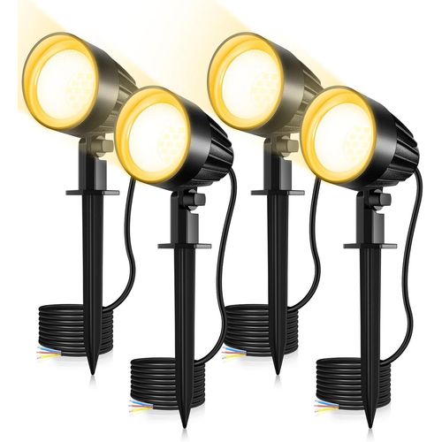 Asfasfq-Spot Led Extérieur 9w, Eclairage Exterieur Led 680lm Lampe Exterieur Jardin Blanc Chaud 2700k Lumière Extérieure Ip66 Câble 1m Pour Chemin, Allée, Arbres, Plantes, Terrasse Et Patio