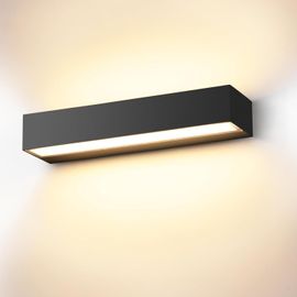 Anw-24w Applique Murale Interieur/Exterieur 20cm Noire Appliques Murales Led 3000k Blanc Chaud Etanche Ip65 Applique Exterieur
