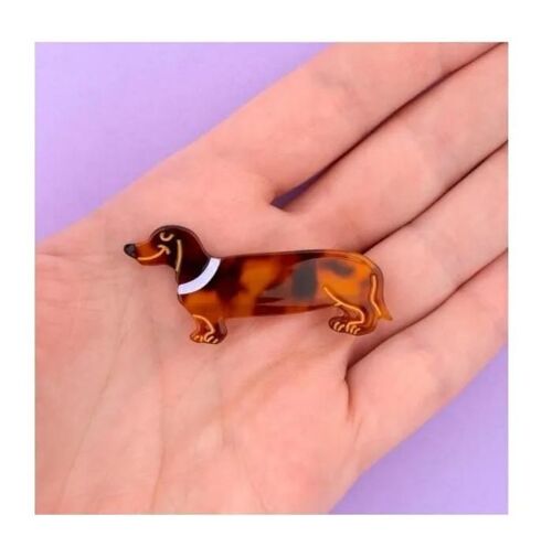 Pince À Cheveux - Coucou Suzette - Barrette Chien Teckel - Marron - 1 Pc - Enfant Fille