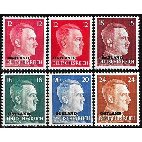 Allemagne, 3ème Reich 1941, Occupation Des Pays Baltes, Beaux Timbres Neufs* Yvert 29 À 34, Portrait Chancelier Hitler Avec Surcharge "Ostland".