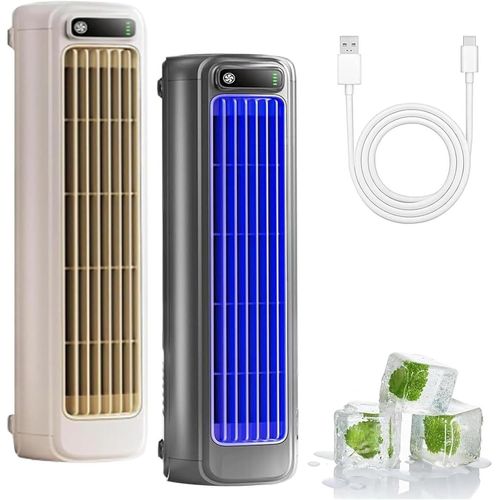 Sherum Rafraichisseur D'air, Climatiseur Portable, Silencieux et 3 Vitesses, Rechargeable, pour Chambre, Bureau, Maison, Restez Au Frais En Été (Gris)