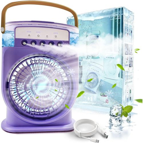 Climatiseur Portable Silencieux 4 en 1, Ventilateur Brumisateur Eau, Climatiseur Mobile sans Évacuation, Mini Climatiseur, Climatisation Rechargeable Clim Humidificateur Type-C avec Minuterie (Vert)