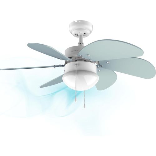 Ventilateur de Plafond EnergySilence 3600 Vision Sky. 50 W, diamètre 92 cm, Lampe, 3 Vitesses, 6 pales réversibles, Fonction été/Hiver, Interrupteur de chaîne, Blanc/Bleu