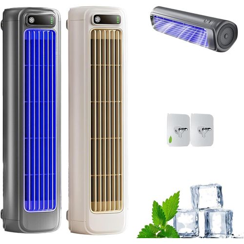 Shirem Rafraichisseur d'Air Silencieux, Mini Climatiseur Mobile, Portable Refroidisseur d'Air 3 Vitesses, USB Rechargeable, pour Chambre, Bureau, Maison (Grey)