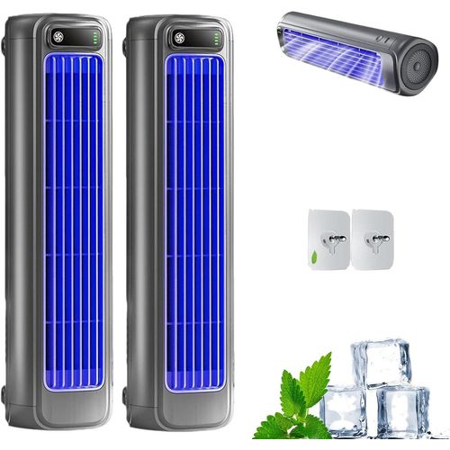 Shirem Rafraichisseur d'Air Silencieux, Mini Climatiseur Mobile, Portable Refroidisseur d'Air 3 Vitesses, USB Rechargeable, pour Chambre, Bureau, Maison (Grey)