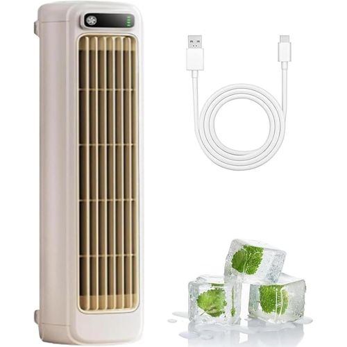Sherum Rafraichisseur D'air, Climatiseur Portable, Silencieux et 3 Vitesses, Rechargeable, pour Chambre, Bureau, Maison, Restez Au Frais En Été (Gris)