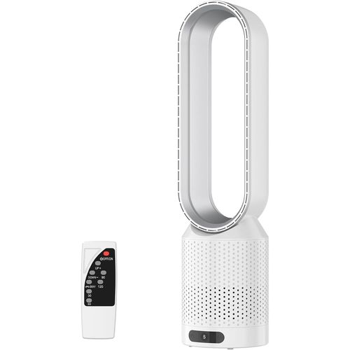 Ventilateur tour 2 en 1,Très silencieux et purificateur d'air,Ventilateur sans rotation,Avec télécommande,8 vitesses,Oscillation à 90°,Minuterie,Refroidisseur de pièce oscillant (Kl-bleu)