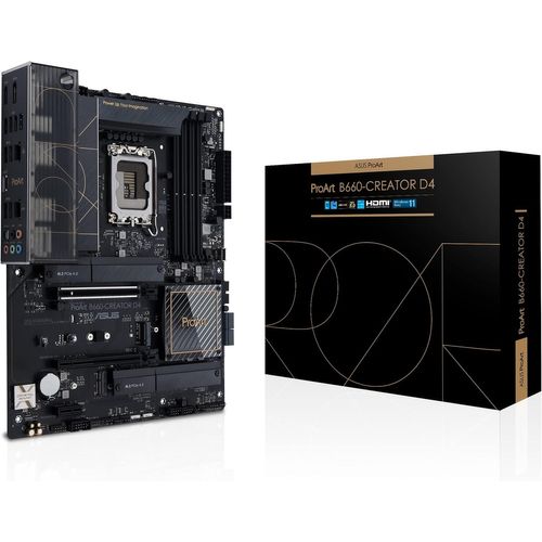 Proart B660-Creator D4¿Carte Mère Intel B660 Lga1700 Atx (12+1 Phases D¿Alimentation 50A,Pcie 5.0,Ddr4,Usb-C Displayport,2.5 Gb,1 Gb Ethernet,3Xm.2 Slots)