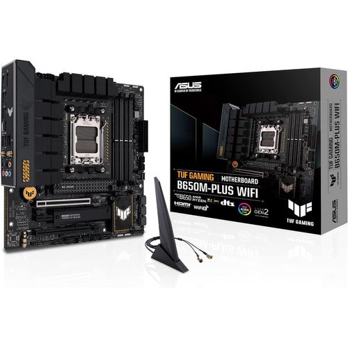 DELI-Tuf Gaming B650M-Plus Wifi \U2013 Carte Mère Gaming Amd Ryzen Am5 Micro-Atx (14 Phases D'Alimentation, Pcie 5.0 M.2 Support, Ddr5, Wifi 6, 2.5 Gb Ethernet, Usb4,Aura Sync Rgb)