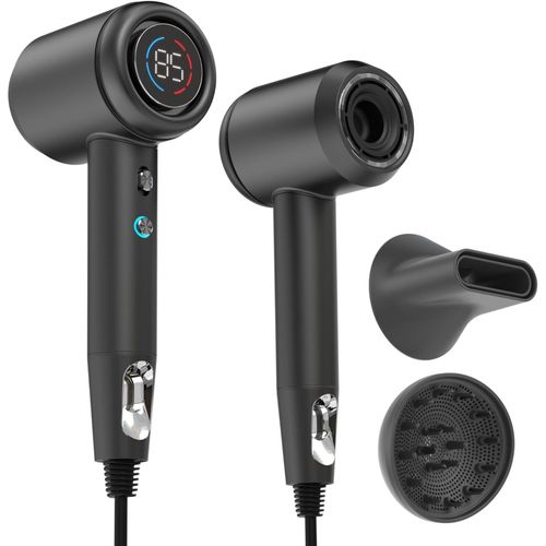 Sèche-cheveux ionique ARPHON05 HAIR PRO 1800 W, compact, haute vitesse, écran LCD, 5 modes de chauffage, moteur sans balais, 2 accessoires magnétiques, diffuseur et concentrateur d'air, crochet