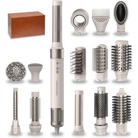 Ksfal-Brosse Soufflante Avec 14 Têtes,Technologie Coanda Ceramiccare 14in1 Airglam Champagne.Brosse Chauffante 1400w,Moteur Numérique,Éliminateur De Frisottis,3 Températures