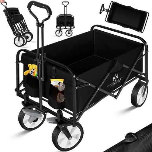 Diable Pliable Chariot Pliable Avec 2 Sacs Filet Chariot De Plage Pneus Pvc Jusqu'à 80 Kg