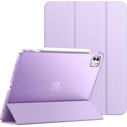 LORANKA-Coque pour iPad Pro 13 Pouces M4 (2024), Étui Housse Arrière Rigide à Support Fine Intelligente avec Veille/Réveil Automatique (Violet)
