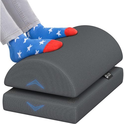 Repose-Pieds Réglable Sous Le Bureau,Coussin Ergonomique En Mousse À Mémoire De Forme Avec Housse En Maille Respirante,Base Antidérapante,Pour La Maison Et Le Bureau 15cm-Gris Foncé