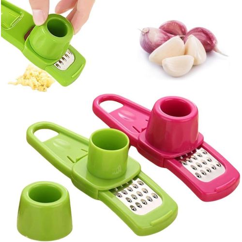 Lot De 2 Éplucheurs Et Coupe-Ail En Silicone-Vert Et Rose-Accessoires De Cuisine
