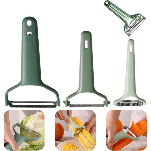 3 Pièces Eplucheur Légumes Universel,Eplucheur Pomme De Terre,Avec 3 Fonctions,Epluche Legume De Cuisine Multi-Usages Pour Usage Domestique (Vert)