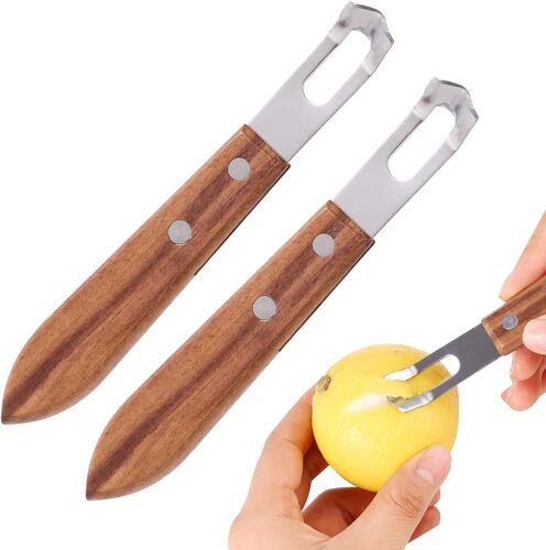 2pcs Zesteurs De Citron,14x2cm Acier Inoxydable Bois Éplucheurs D'agrumes Sans Effort Pratique Éplucheur Zeste Pour Pomelo Citron Vert Pamplemousse Orange