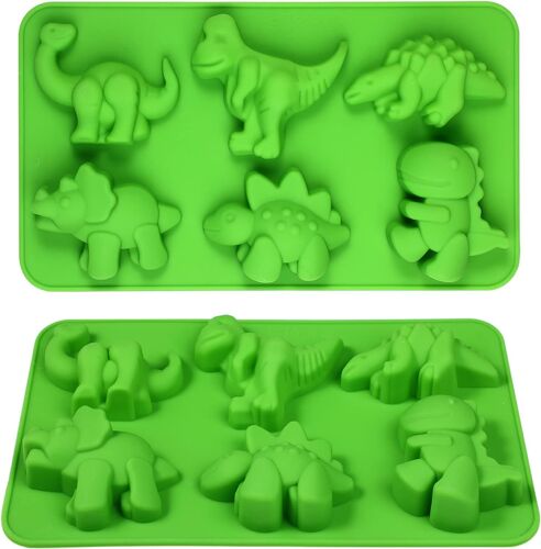 Wmoule Dinosaure En Silicone Lot De 2 Moules À Gâteau En Forme De Dinosaure Pour Chocolat,Cupcakes,Cire,Bougies,Muffins,Résine,Décorations De Gâteaux