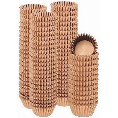 Lot De 500 Mini Moules À Muffins En Papier Naturel Sans Odeur-Marron-Inserts De Qualité Alimentaire-Petite Taille