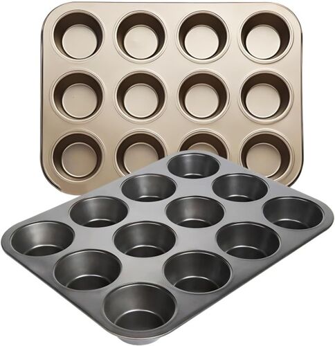 Moule À Gâteau 2 Pièces-Moule À Muffins Avec 12 Cavités Revêtement Antiadhésif Résistant À Des Températures Allant Jusqu'à 430 °C,Idéal Pour Les Muffins,Les Cupcakes Et Les Scones.